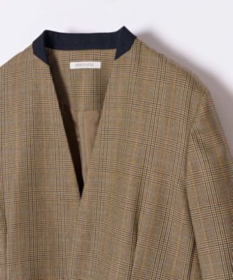 極美品✨23AW ハウスオブロータス　ノーカラージャケット　グレンチェック　毛 極美品✨23AW ハウスオブロータス ノーカラージャケット グレン