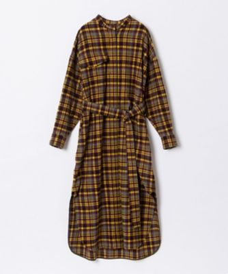 axes femme シャツワンピース チェック×パッチワークワンピース