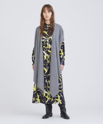 新品　インフルエンサーブランド　ジレ　ウール ウールポプリンメルトン ハイネックロングジレ