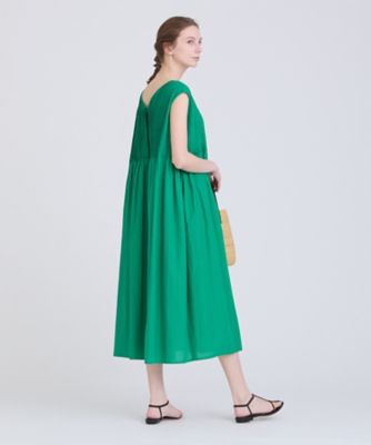 45R✴︎リネン 908オーシャンスモックプル インディゴ ワンピース maku textiles インディゴ染めカディーピンタックワンピース G1659