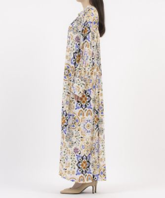 完売✨極美品　ハウスオブロータス　タイルプリントフレアーワンピース　定価5.8万 ボタニカルプリントワンピース ｜ハウス オブ ロータス＜HOUSE