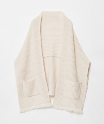 極美品♪スローブイエナ◆ファインウール スヌード　ポンチョ　リブ　日本製 リブステッチストールポンチョ（30242016260