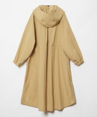 コットンナイロンブレンドフーデッドコート