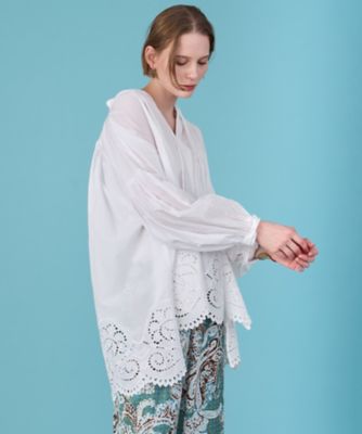 美品・希少　ハウスオブロータス　カディコットン　長袖ブラウス　ベージュ 美品・希少 ハウスオブロータス カディコットン 長袖ブラウス