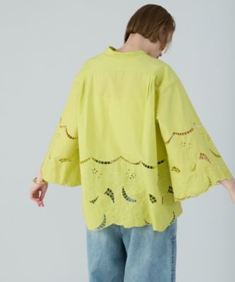 コットンリネンブレンドスカラップ刺繍ブラウス（３０２５１０１３１６０）