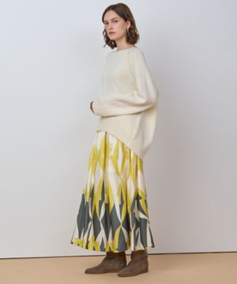 マルチジオメトリックプリントティアードスカート