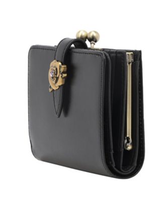 【新品未使用】ANNA SUI 二つ折り財布 ブラック ブルボン 収納袋付き アナスイ ANNA SUI ブルボン 口金二つ折り財布（317831