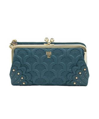 約70%オフ　グリーン アナスイ ANNA SUI 長財布 ディズニー 牛皮 アナスイ ANNA SUI がま口かぶせ長財布 ルーミー 310491