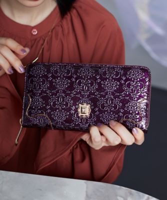 ANNA SUI 長財布　牛革　伊勢丹　パープル アナスイ ANNA SUI 長財布 がま口 レディース 財布 長折財布