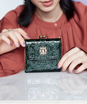 ANNA SUI ルーミー 口金二つ折り財布アナスイ　ダマスクローズ柄　エナメル ルーミー 口金二つ折り財布 / ANNA SUI | ファッション通販
