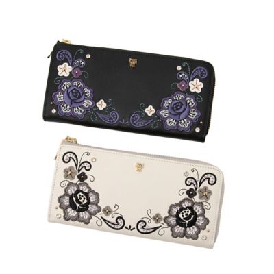 新品未使用 ANNA SUI アナスイ ダニエラ 長財布（レース型押し）  本革 ANNA SUI（アナスイ） 長財布 ラウンドファスナー 本革 レディース
