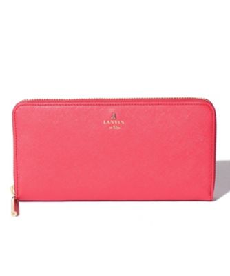 ＜LANVIN en Bleu (Bag&SLG)＞ＬＡＮＶＩＮ　ｅｎ　Ｂｌｅｕ　リュクサンブール　ラウンドファスナー長財布　ワイン４（４８０１１９）
