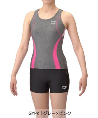 新品未使用　arena グレー スポーツ用水着 Ｌサイズ アリーナ（arena） レディス 水泳 フィットネス水着 すらっとセパ