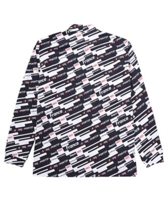 ストレッチフォーサー】ボーダー柄モックネック長袖シャツ