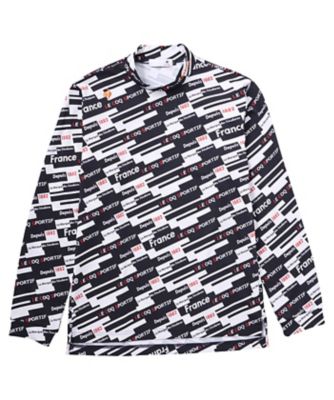 【サイズ L美品】アンパスィ　長袖モックネックシャツ　ゴルフ　ボーダー　メンズ サイズ L美品】アンパスィ 長袖モックネックシャツ ゴルフ ボーダー