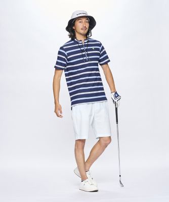マンシング　ボルドー地に白のストライプ ゴルフシャツ ルコックスポルティフ ゴルフ le coq sportif golf
