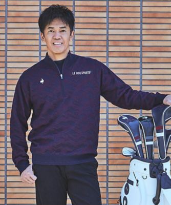 武井壮着用】防風裏地付きヘリンボンハーフジップセーター