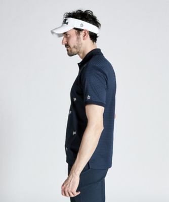 SUNSCREEN 吸汗速乾 飛び柄刺繍半袖ポロシャツ