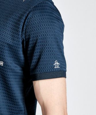 SUNSCREEN 吸汗速乾 飛び柄刺繍半袖ポロシャツ