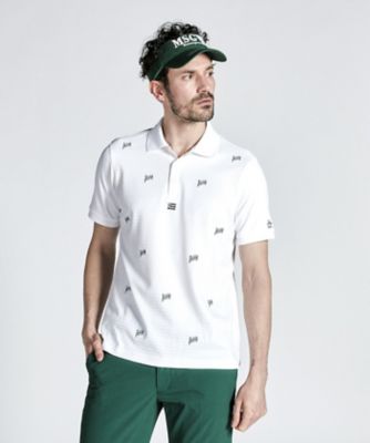 SUNSCREEN 吸汗速乾 飛び柄刺繍半袖ポロシャツ