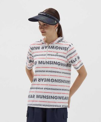 ＜Munsingwear＞マンシングウェア　ＭＵＮＳＩＮＧＷＥＡＲ　Ｓｕｎｓｃｒｅｅｎ　ＮＩＲ　ロゴストライプ半袖フーディシャツ（ＭＧ５ＦＨＳ２１Ｌ）