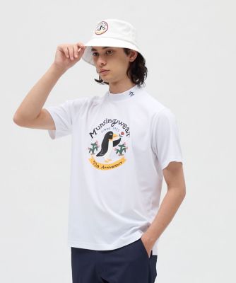 ★Munsing wear★L★ペパーミントグリーン白シャツ★左下ロゴアップリケ マンシングウェア Munsingwear 【70周年記念