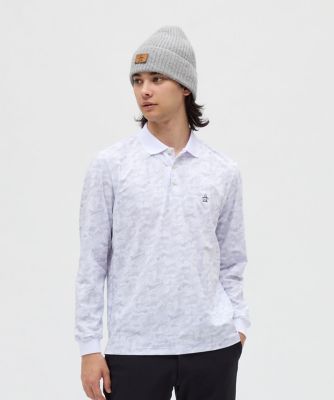 Munsingwear　マンシングウェア　ゴルフウェア　花柄　長袖シャツ LL ストレッチ 裏微起毛 飛びアイコン柄プリント長袖ポロシャツ レディス