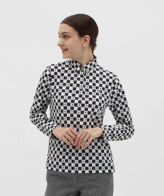 Munsingwear　マンシングウェア　ゴルフウェア　花柄　長袖シャツ LL ストレッチ 裏微起毛 飛びアイコン柄プリント長袖ポロシャツ レディス