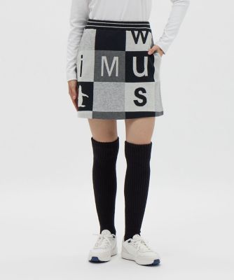 マンシングウェア MUNSINGWEAR ブロック柄ニットスカート