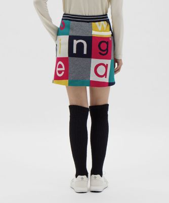 マンシングウェア MUNSINGWEAR ブロック柄ニットスカート