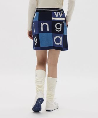 マンシングウェア MUNSINGWEAR ブロック柄ニットスカート