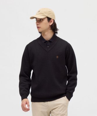 68634　マンシングウエア　セーター　黒　M グレンチェックVネックセーター（MG5FST01M） | Munsingwear