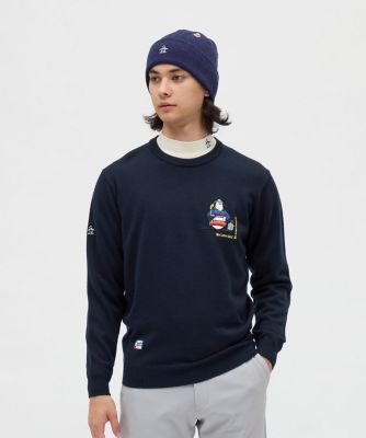 マンシングウェア　M ニットセーター　ペンギン　ブラック　クルーネック マンシングウェア MUNSINGWEAR アーカイブペンギンロゴ刺繍