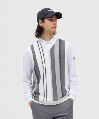 ＜Munsingwear＞マンシングウェア　ＭＵＮＳＩＮＧＷＥＡＲ　マルチストライプニットベスト（ＭＧ５ＦＶＥ２０Ｍ）