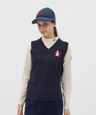 マンシングウェア MUNSINGWEAR バイアス地柄Vネックニット
