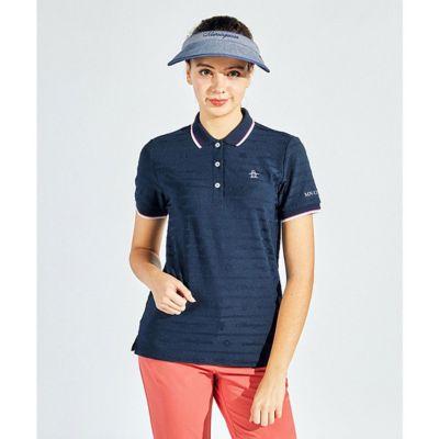 新品マンシングウェア地柄ジャカード半袖ポロシャツMネイビー マンシングウェア MUNSINGWEAR 地柄ジャカード半袖