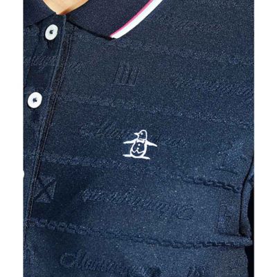 新品マンシングウェア地柄ジャカード半袖ポロシャツMネイビー マンシングウェア MUNSINGWEAR 地柄ジャカード半袖