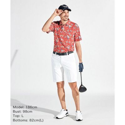 マンシングウェアMUNSINGWEAR ロゴ総柄ポロシャツ&パンツ上下セット マンシングウェア MUNSINGWEAR サンスクリーンNIRフィラ