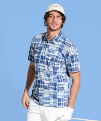 マンシングウェア XL マドラスチェック ゴルフ　半袖　ポロ　リゾート　パステル マンシングウェア MUNSINGWEAR マドラスチェック総柄