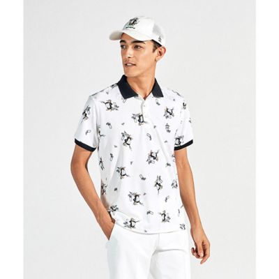 ＜Munsingwear＞マンシングウェア　ＭＵＮＳＩＮＧＷＥＡＲ　Ｓｕｎｓｃｒｅｅｎ　ＮＩＲ　総柄ジャカード×ペンギン総柄プリント半袖ポロシャツ（ＭＧ５ＳＨＳ５３Ｍ