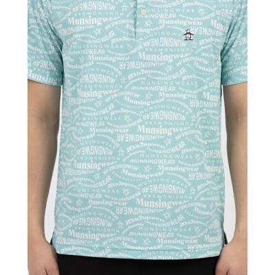 サンスクリーンNIRマルチロゴ総柄プリント 半袖ポロシャツ