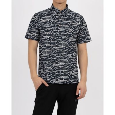 サンスクリーンNIRマルチロゴ総柄プリント 半袖ポロシャツ