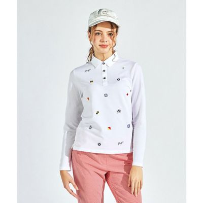 サッカー＋飛び刺繍長袖ポロシャツ（MG5SLS22L