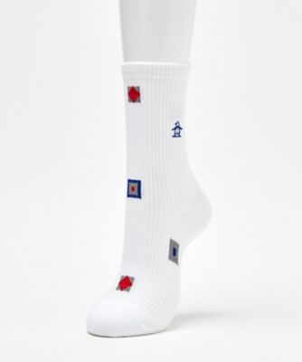 ＜Munsingwear＞マンシングウェア　ＭＵＮＳＩＮＧＷＥＡＲ　ミドル丈　フラッグ飛び柄ソックス【返品不可商品】（ＭＧ５ＳＳＯ０８Ｌ）