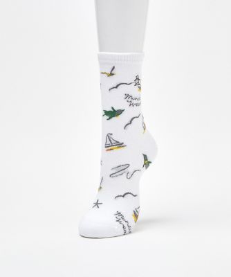 ＜Munsingwear＞マンシングウェア　ＭＵＮＳＩＮＧＷＥＡＲ　ミドル丈　メッシュアロハ柄ソックス【返品不可商品】（ＭＧ５ＳＳＯ１２Ｍ）