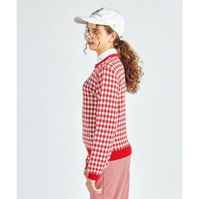 ギンガムチェック＋飛び刺繍クルーネックセーター（MG5SST21L