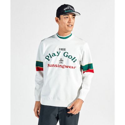 マンシングウェア MUNSINGWEAR ロゴ柄インターシャ クルー