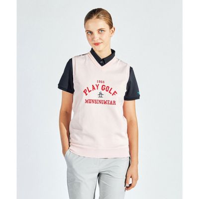 マンシングウェア Munsingwear ロゴ柄インターシャ V