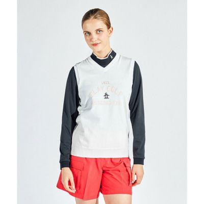 マンシングウェア Munsingwear ロゴ柄インターシャ V