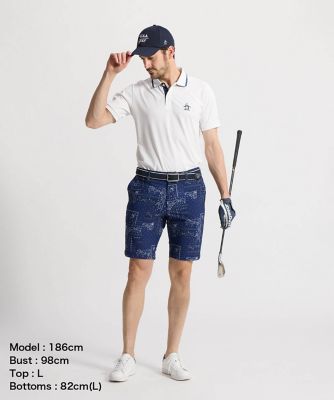 【新品】19800円　マンシングウェア ゴルフシャツ UVカット 吸汗速乾 M マンシングウェア MUNSINGWEAR 吸汗速乾バンダナ総柄ドット